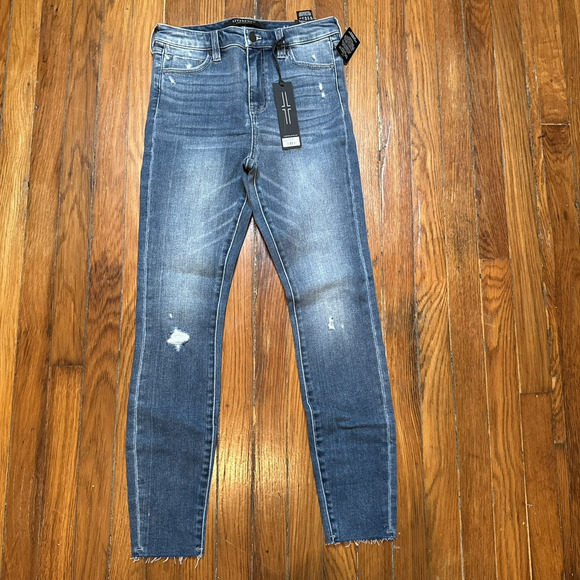 Liverpool Los Angeles The High Rise Ankle Jeans Blue Fade Distressed 4 27x28 - Picture 1 of 10